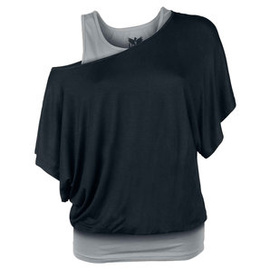 Freizeitbekleidung > T-Shirts & Poloshirt Black Premium Heart Rules Damen T-Shirt Schwarz Grau