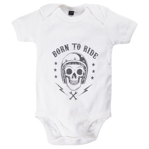 Freizeitbekleidung > Kinder Freizeitbekleidung Born To Ride Baby-Body Weiss Rahmenlos