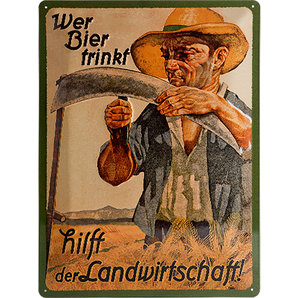 Blechschilder > Blechschilder Retro Blechschild Wer Bier trinkt- Masse: 30x40cm Nostalgic Art